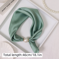 Bufanda Magnética Vintage para Mujer con Hebilla Decorativa, Diseño Liso y a Cuadros, para Todas las Estaciones, Poliéster Satinado Suave como la Seda