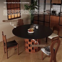 Table à manger vintage en bois massif, style Wabi-Sabi du milieu du siècle, fonction rotative, haut de gamme, pour petit appartement ou restaurant