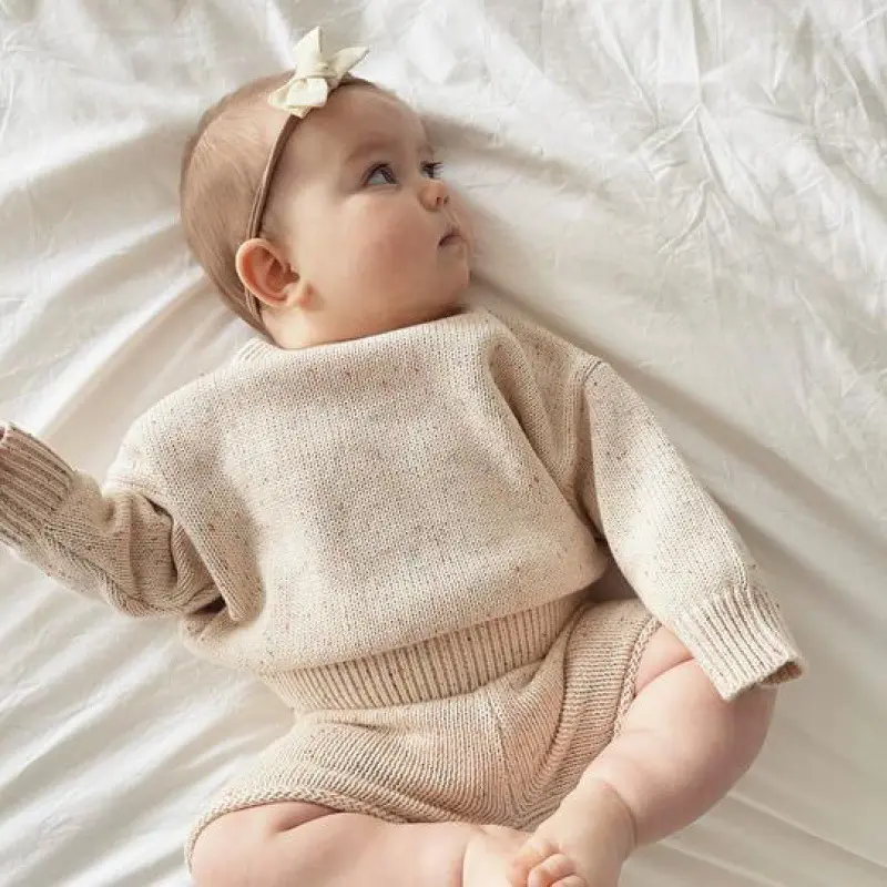 Großhandel gestrickte Baumwolle Kleidung Set für Neugeborene Baby