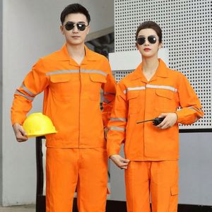 Wholesale Customizable Logo 100% Cotton Industrial Workwear Uniform Anti-Wrinkle Reflective Tape Orange First Promotional - Product Image 4