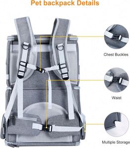 Free Sample Double <b>Cat</b> Carrier Dog <b>Backpack</b> Carrier for Medium Dogs,Double Compartment Pet Carrier Backpackfor Outdoor - Product Image 6