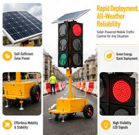 Feu de signalisation routière mobile à LED solaire surélevé, temporaire et réglable en hauteur