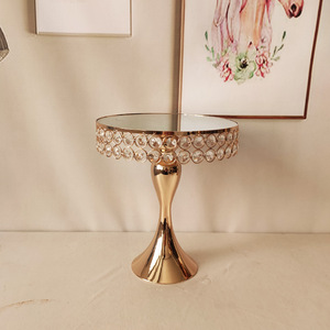 Tortiera in metallo stile europeo alto tavolo da Dessert per nozze espositore in ferro con vassoio a specchio torta e decorazione per Dessert - Product Image 6