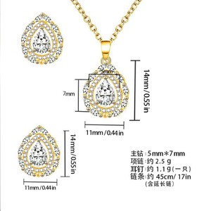 Ensemble de boucles d'oreilles et collier en cuivre nacré brillant, en forme de goutte d'eau, bijoux de fête, mode de luxe - Product Image 5