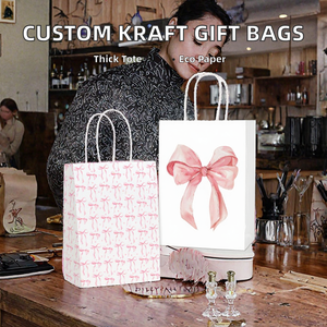 Custom Heavy-Duty <b>Biodegradable</b> Recyclable Kraft <b>Paper</b> Tote Bags Punching Handles for Candle Craft Packaging Retail Boutique Use - Product Image 2