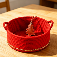 Cesta de Almacenamiento Redonda de Cuerda de Algodón Moderna, Ecológica y Ahorradora de Espacio para Escritorio, para Guardar Llaves, Bocadillos y Juguetes