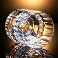Vaso de whisky de cristal K9 sin plomo, tallado a mano con patrón Edo Kiriko de cebada, grabado, para whisky, bourbon, whisky escocés, licor, elegante.