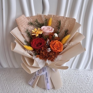 Vente en gros de roses éternelles séchées, bouquet de fleurs naturelles réelles, cadeau fait à la main - Product Image 1