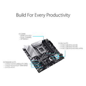 Prime Z790M-Plus <span class=keywords><strong>D4</strong></span> LGA 1700(Intel 14e, 12e et 13e génération) carte mère microATX (PCIe 5.0, 3xM.2 Slots,10 + 1 DrMOS,DDR4,1Gb LAN, - Product Image 3