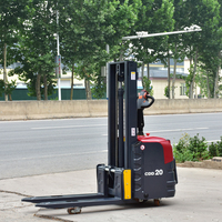 Chariot élévateur transpalette électrique 1 tonne avec fourches de 1220 mm, batterie au plomb, déplaceur latéral pour manutention en entrepôt