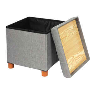 Bailey <span class=keywords><strong>Pouf</strong></span> Ottoman durevolezza con gambe in legno <span class=keywords><strong>grigio</strong></span> lino multifunzione sgabello moderno tavolino da caffè ottomano - Product Image 4