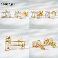 Серьги-гвоздики Starsgem с выращенными в лаборатории бриллиантами 1 карат (пара), классическая огранка, из цельного белого/желтого золота 10 карат, унисекс, в стиле ToietMo