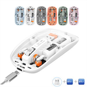 HXSJ M233 nueva llegada 3 modos Mini inalámbrico totalmente transparente ergonómico ligero ratón derecho 500 MAh recargable para ordenador portátil - Product Image 2