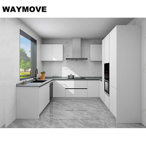 Gabinetes de Cocina Modernos Modulares Blancos WAYMOVE, Solución de Almacenamiento Elegante, Puerta de Acrílico Lacado, Grifo, Fregadero, Bisagra, Cajón - Product Image 6