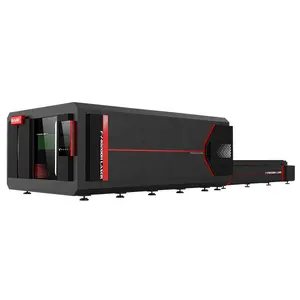 Máquina de corte a laser, venda popular 6kw 8kw 12kw poderosa fonte raycus grande máquina de corte a laser de fibra fechada com mesa de troca