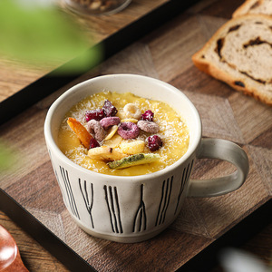 Mug en céramique rétro rustique créatif avec motif peint à la main, haute valeur esthétique, pour le petit-déjeuner en couple, le café, l'usage quotidien - Product Image 2