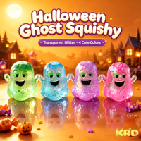 Jouet Squishy Fantôme Scintillant d'Halloween, Jouet Anti-Stress Souple en TPR à Presser, Cadeau de Fête d'Halloween pour Enfants, Décoration de Bureau