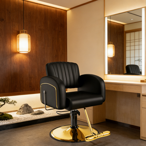 Chaise de salon de haute qualité pour coiffeur et barbier, équipement de poste de travail en cuir synthétique durable - Product Image 2