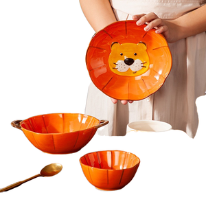 Plato de Cerámica con Diseño de León para el Hogar, Cocina o Restaurante, con Diseño de Animal de Dibujos Animados para Tazas y Platillos - Product Image 1