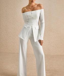 Tuta di moda primavera e autunno <span class=keywords><strong>camicia</strong></span> di Chiffon floreale con collo quadrato corta ombelico alto a vita larga due set - Product Image 2