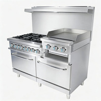 Cuisinière à gaz commerciale 6 brûleurs 24'' Plaque chauffante Salamandre Four double 276000 BTU pour restaurant Cuisine commerciale Forte demande