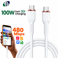 Kabel Silikon USB C ke USB C 100W, Sentuhan Lembut, Pengisian Cepat PD, Transfer Data 480Mbps, Kabel Tipe C Warna-warni