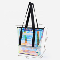 Sacs de natation en PVC transparent personnalisés à grande capacité, avec motif de dessin animé, laser, séparation sec/humide, sacs fourre-tout en PVC, sac de plage