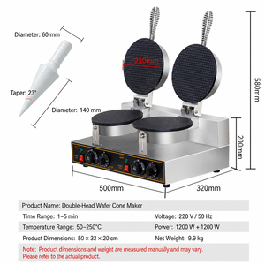 Máquina Eléctrica para Hacer Conos de Helado de Doble Cabezal, Máquina Comercial para Hacer Conos de Helado para Heladería - Product Image 3