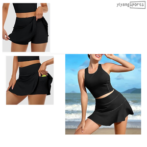 OEM Bekleidungs hersteller Damen Tennis rock Set <span class=keywords><strong>2</strong></span>-teiliges Logo Tennis Wear Sport bekleidung für Damen Tennis - Product Image 4