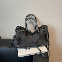 Nouveau Sac à Main Carré de Luxe en Tissu Denim pour Femme, Sac à Bandoulière Designer Tendance, Sac Fourre-Tout Simple et Élégant