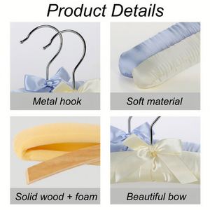 Cintres de mariée personnalisés, cintres rembourrés en satin pour robes de mariée et demoiselles d'honneur, cintres antidérapants en tissu - Product Image 5