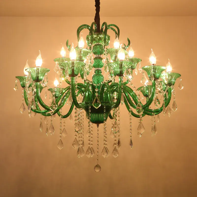 Grande e moderno e di lusso anello rotondo Luce Del Pendente K9 catena verde lampadario di cristallo per hotel decorativa lampada a sospensione lampadari