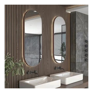 Kích thước lớn hình bầu dục vàng đóng khung chống sương mù phòng tắm thông minh gương với ánh sáng LED Quảng Đông gương ánh sáng Gương phòng tắm với ánh sáng - Product Image 1