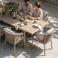 Ensemble table à manger de jardin rétractable en alliage d'aluminium design moderne mobilier d'extérieur durable pour hôtel villa ferme salle de sport
