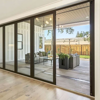 Porte coulissante d'appartement au design moderne, système de porte en aluminium à verre Lowe, porte coulissante en aluminium à économie d'énergie