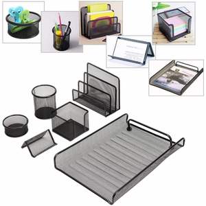 Ensemble de papeterie de bureau en métal noir avec revêtement en poudre pour fournitures de bureau et scolaires - Product Image 2