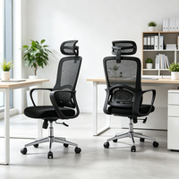 Chaise de bureau ergonomique moderne de haute qualité avec dossier haut en maille, pivotante, réglable en hauteur et extensible