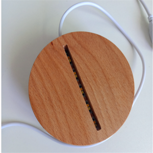 3D Oval Wooden Lamp Base Romantic <strong>Table</strong> Night Light for Acrylic Lamp Holder With USB Switch Assembled Base Home Gift - Product Image 1
