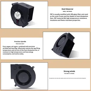 Ventilateur centrifuge SYD/OEM DC9733 Turbo <span class=keywords><strong>Blower</strong></span> 12V à billes 24V Grand volume d'<span class=keywords><strong>air</strong></span> Barbecue Poêle Cheminée 5V 97x97x33mm - Product Image 2