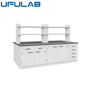 Mesa de Trabajo de Laboratorio de Química de Diseño Moderno con Estructura en H de Acero Laminado en Frío UFU LAB, Superficie de Resina Epoxi y Estante para Reactivos - Product Image 5