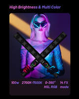 Prix d'usine ODM, lumière vidéo LED RGB 55W, refroidissement par ventilateur, contrôle par application, CRI>95Ra, lumière LED RGB pour photographie