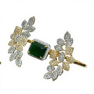 Classic Gold Plated Brass Adjustable CZ Triple Finger <b>Ring</b> for Women's Wedding & Party Wear - Product Image 2