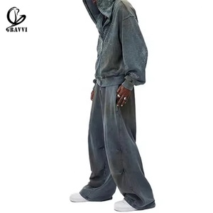Custom Rhinestone Full Zip Washed Oversized Hoodie Streetwear Y2K Heavyweight Fleece Private Label OEM ODM MOQ Festival - Product Image 3