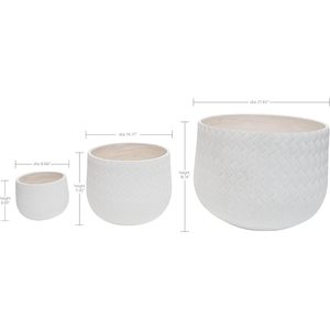 Ensemble de 3 pots en oxyde de magnésium Mdj, 21,65+14,17+8,66 pouces, blanc, pour intérieur, avec trou de drainage, design moderne - Product Image 2