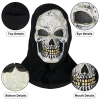 Masque en caoutchouc gris squelette fantôme, accessoire d'horreur pour Halloween, masque effrayant pour fête costumée, accessoire effrayant personnalisable