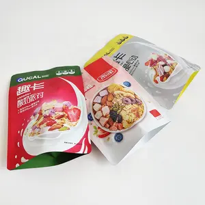 Sac d'emballage de céréales de petit déjeuner en plastique personnalisé de qualité alimentaire granola avoine muesli avec logo propre personnalisé