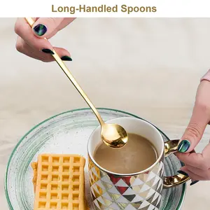 Wholesale Stainless Steel Spoon Honey Coffee Spoon With Long Handle For Stirring Drinks