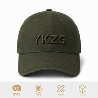 Casquette de baseball personnalisée de haute qualité avec broderie 3D en relief, en coton délavé vert olive, style Dad Hat à 6 panneaux, casquette Snapback, vente en gros OEM