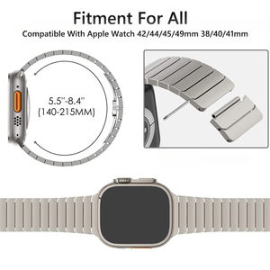 Bracelets de montre de luxe pour homme 46 mm pour Apple Watch 10 Ultra 2 49 mm, bracelet en acier inoxydable, fermoir papillon en bambou, argent, or, or rose - Product Image 4