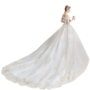 White Wedding Dress Ball Gown Sweetheart Neckline Empire Waist Vintage Style With Straps And Trail Tail 2026 Bridal Gown - Product Image 5